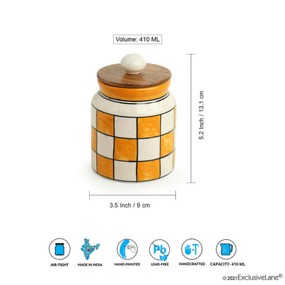 Shatranj Checkered Hand-painted Multi-Purpose Storage Jars & Containers in Ceramic
