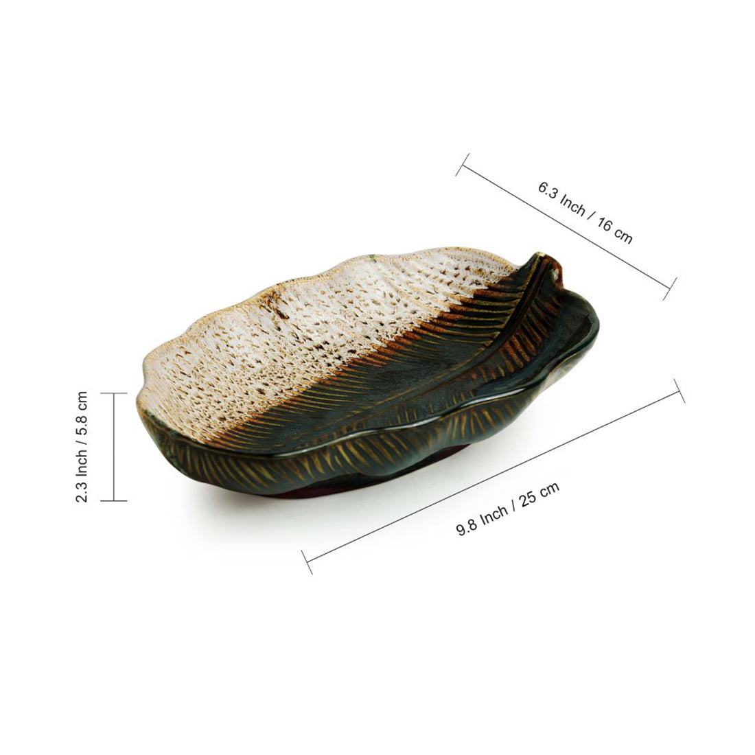 ‘The Banana Leaf’ Handcrafted Ceramic Serving Platter (24.9 cm | Microwave Safe)